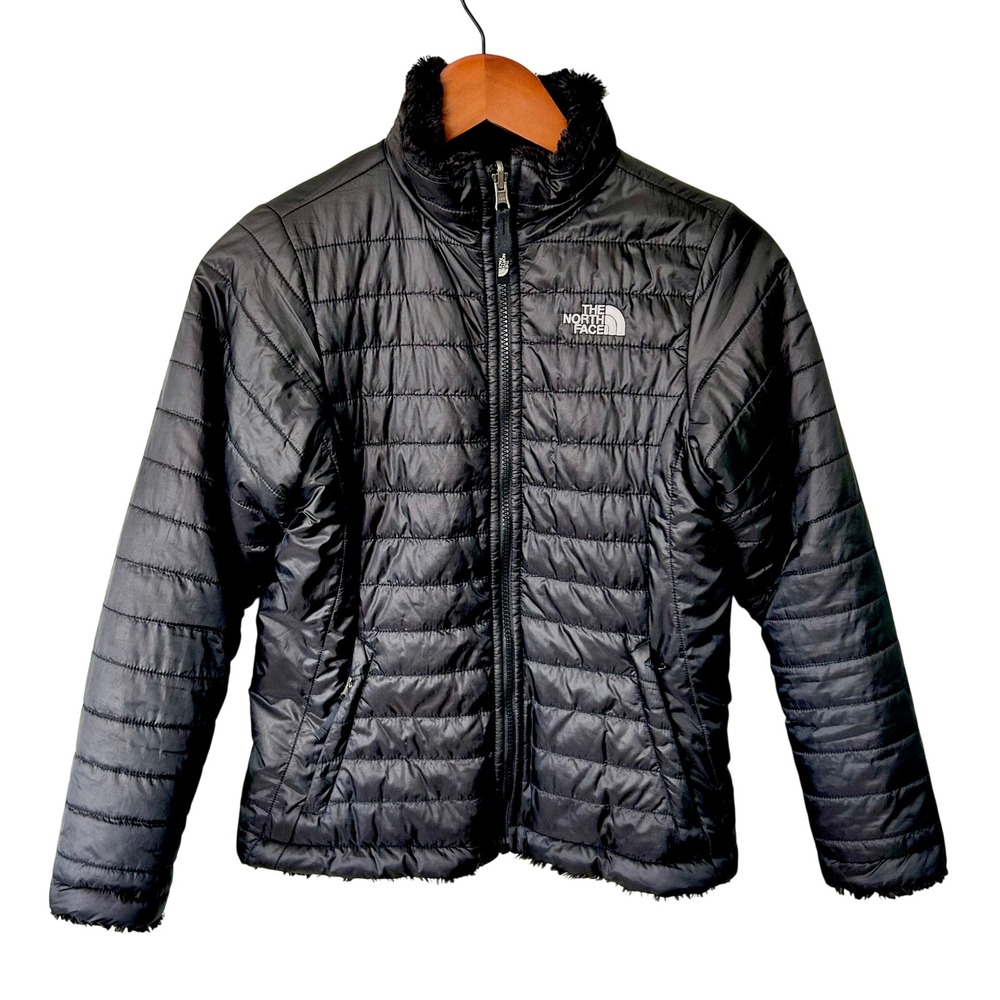 The North Face Girls Mossbud Swirl Reversible Jacket Black Size L 14/16 Puffer